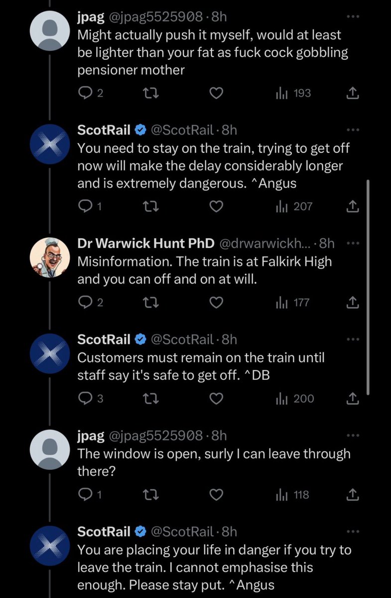 ScottishPatterr's tweet photo. ScotRail comments never disappoint https://t.co/sQav1bukRV