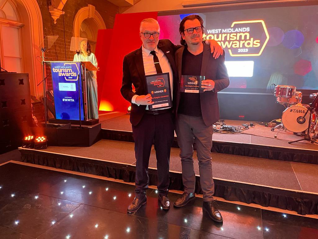 visit_coventry's tweet photo. Two fantastic #Coventry wins already as The Barn at Berryfields and @hmvempire scoop awards at this evenings event in Wolverhampton. Well done to all! #WMTA https://t.co/WMgyiBvq0m