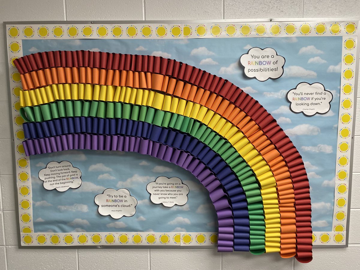 ProspectKLC's tweet photo. Thank you to our wonderful volunteer Laura for our beautiful rainbow bulletin board &amp; inspirational quotes! You are a rainbow 🌈 of possibilities! https://t.co/SWBW3V9tsg