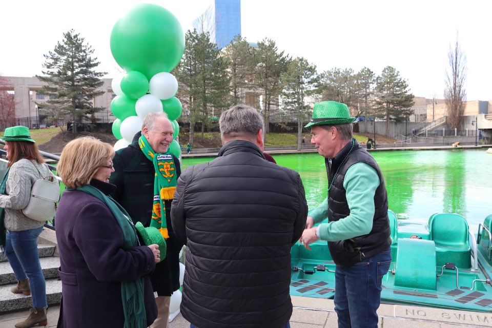 11:00 AM - #IFD firefighters from Station 13 🍀came to the rescue after an uncooperative fountain pump threatened to derail this years greening of the canal. Not happening on our watch 🚒 We had a blast helping kick off #INDY St. Patrick’s Day festivities - thanks for the invite!