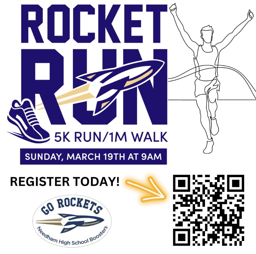 boosters_nhs's tweet photo. Only 3 more days until the 2nd annual Rocket Run to support the Needham High Booster Club and all Needham High athletics. Register here: https://t.co/8wS2b942OJ @NHSRockets https://t.co/3XD5hfLHX4