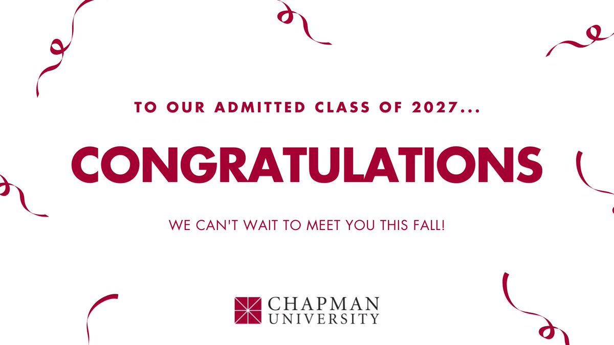 ChapmanAdmit's tweet photo. Congratulations to our newly admitted panthers!🎉

Regular decisions are out, so make sure to check your student portal. https://t.co/wixyanEPc1