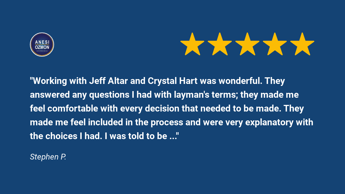 AnesiLaw's tweet photo. Another 5.0 star review from one of our satisfied clients. 
#clientreview #client #review #anesilaw https://t.co/AIag0wmMnK