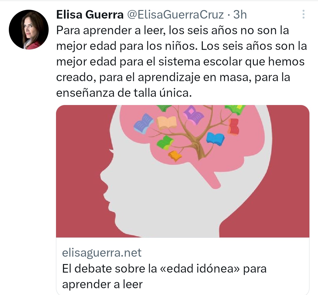 GermanSotoOK's tweet image. ¿ Cuál es la mejor edad para aprender a leer ?

La Educadora mexicana @elisaguerracruz
Nos presenta un artículo sobre un trabajo y un tópico del cual ella es una pionera. 
elisaguerra.net/2022/07/24/el-…