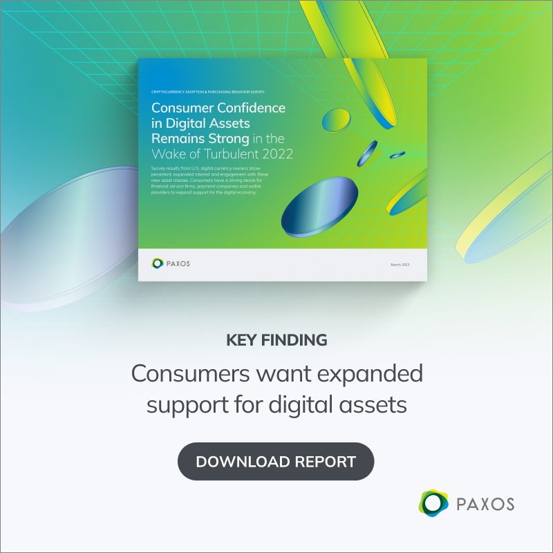 Paxos's tweet photo. Paxos surveyed 5,000 people to better understand their confidence in the crypto ecosystem. Consumers desire greater accessibility to crypto and more comprehensive integration into daily financial transactions, including those supported by banks and fintechs.