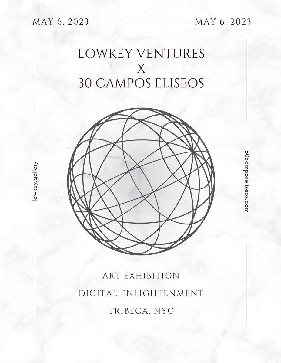 Sinbadilmarino's tweet photo. Gm ⚜️

Excited to announce the opening exhibition of 30 Campos Elíseos in NYC in collaboration with Lowkey Gallery. Stayed tuned for more information. 

30 Campos Elíseos website: https://t.co/bpKEwZkTdI

Lowkey Gallery Website: https://t.co/YQ1DJn1oRN https://t.co/xNbrnTNH2q