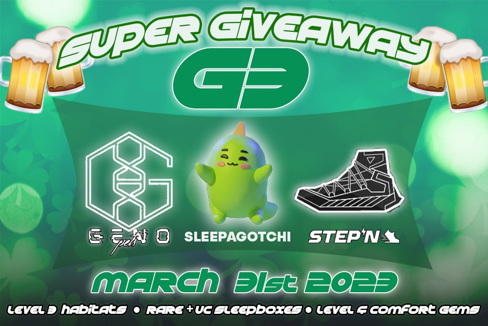 forgeblastapp's tweet image. I am thrilled...😄
💥The March SUPER #Giveaway is here!💥

First up -👟Stepn - FIVE Level 4 Comfort Gems💎

We have amazing prizes for #Genopets and #Sleepagotchi too 👀
Turn on notifications to see them all! ✅

Like and retweet for extra chances to win🍀🥂

How to enter: 
👇