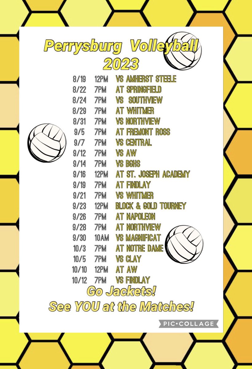 🏐💛🖤 PERRYSBURG VOLLEYBALL 2023 schedule is out!!