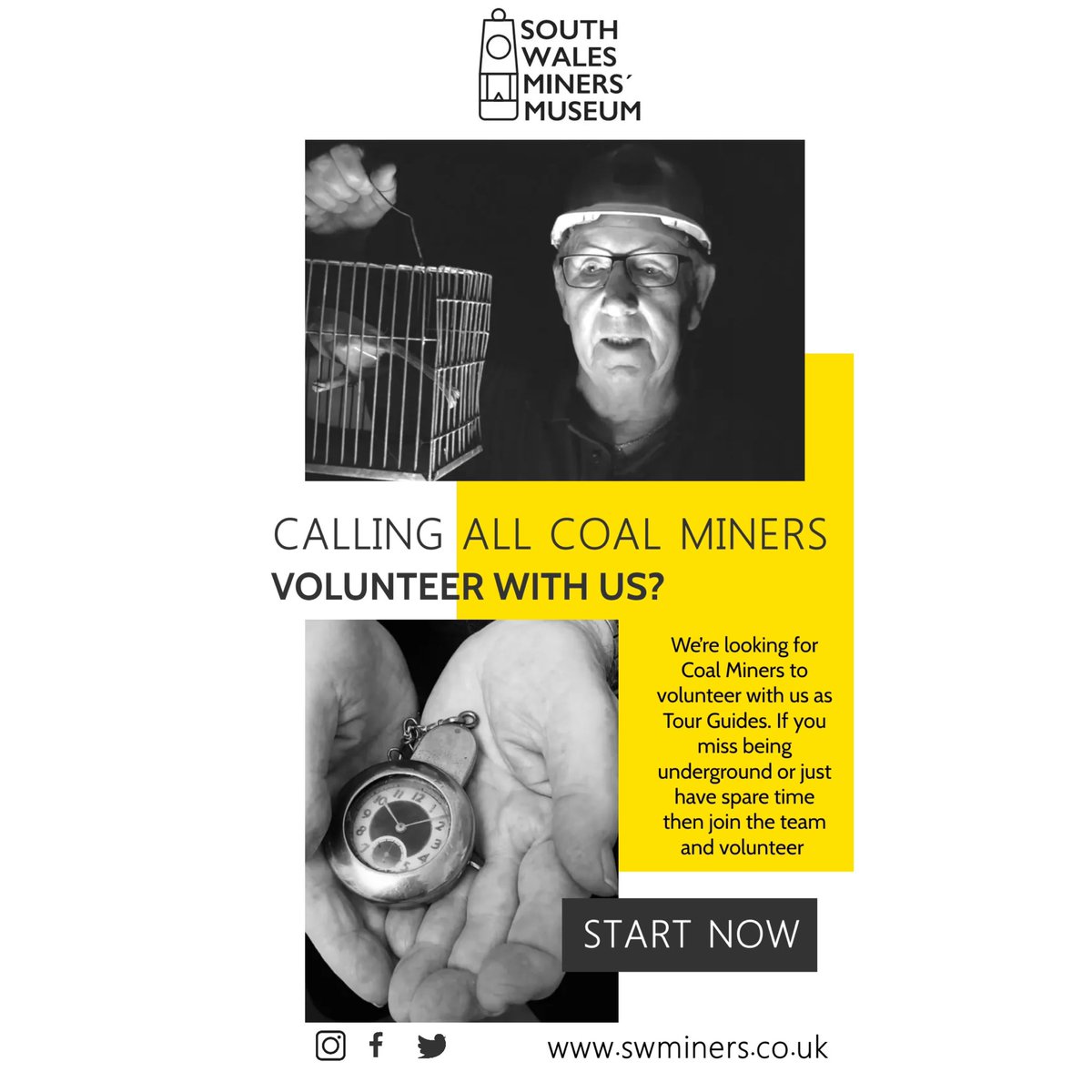 Shout out to all Coal Miners SWMM needs you !

If you’re interested in becoming a tour guide it’s the perfect opportunity to pass down your knowledge, experience &amp; stories to our visitors. 
Even if your not a miner you can still apply to join us as full training is available.