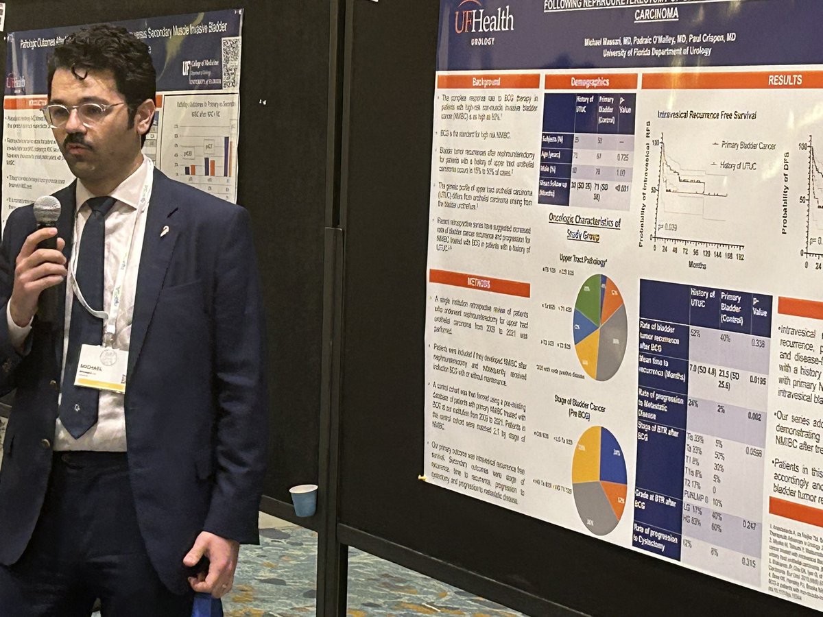 Michael Massari reports decreased response rates to BCG for NMIBC after nephroureterectomy. Advocates for trial to improve outcomes. @UF_Urology @UFHealthCancer @SES_AUA