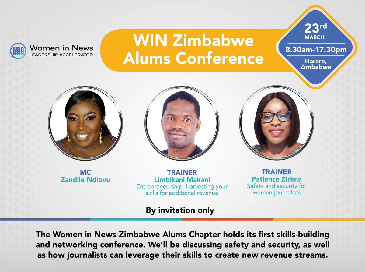 And the countdown begins..... I can't keep calm, WIN Zim Alums Chapter Conference!! @WomenInNews @janegodia @LubwikaPhiri @suemakore @InfoMinZW @GMCZimbabwe @ZimMedia21 
#ZimAlums 
#womeninmedia
