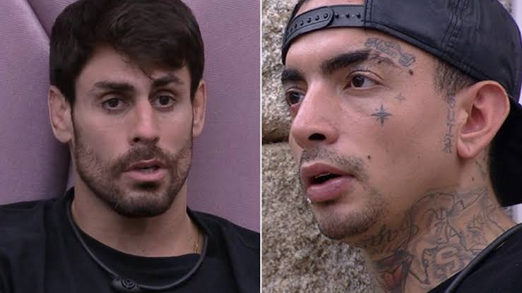 yankisner's tweet photo. Já pararam pra pensar que se fosse o Alface e o Cezar Black no lugar do Sapato e do Guimê já estariam expulsos há muito tempo? Não por serem pipocas, mas por causa da cor mesmo. Sempre o julgamento é menor quando a cor é branca. EXPULSA OS DOIS BBB!

#bbb23 https://t.co/yNiF4lJKZh
