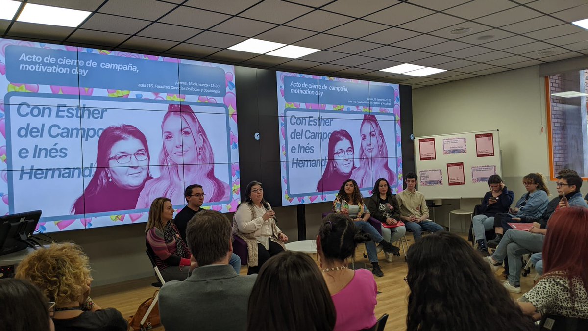 Durante estas semanas <a href="/estherdelcampus/">Esther del Campo</a> ha mostrado sus propuestas e ideas para una mejor Complutense; más abierta, inclusiva y participativa, con las personas en el centro.

Hoy cerramos la campaña, en casa, junto a <a href="/InesRisotas/">InésHernand</a>.

#MotivationDayEDC #CompromisoComplutense