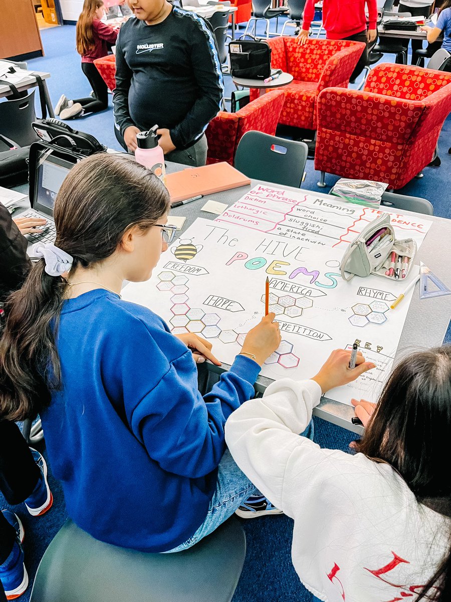 Our ALA classes were given the challenging task of “hexagonal thinking” - They read multiple poems by famous black poets &amp; activists, then used hexagons to connect the poems’ themes, motifs, symbols, figurative language, literary devices, etc. They rocked it!! 🤔💭💡<a href="/Ms__Jahn/">Beth Jahn</a>