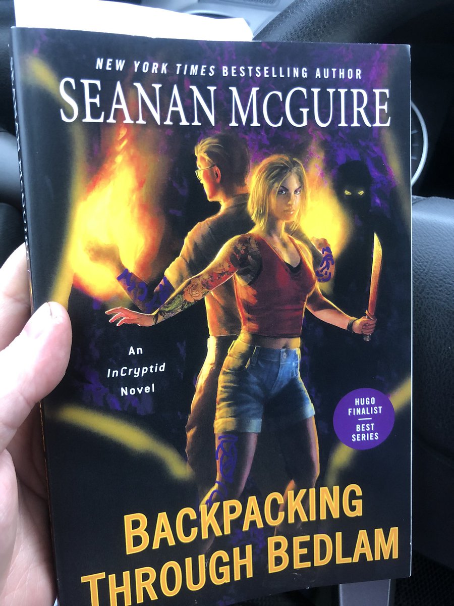 gingerblivet's tweet photo. Hilariously, I appear to have ended up with a copy of @seananmcguire ‘s latest book where the cover art is not the final draft. Idk if they’re all like this or if this is just a continuation of me getting printing errors. Either way I am amused. And I already finished reading 😁 https://t.co/pGtMrTrPn6