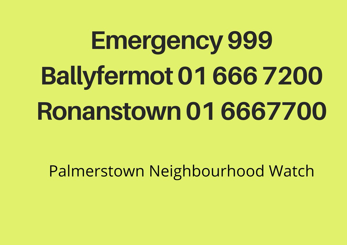 🚨 Second house Burglary this evening. 
📍Oakcourt Park (facing the green)
📷 Anyone with cctv of unknown ppl or unusual activity please call Ballyfermot Station 01-666 7200