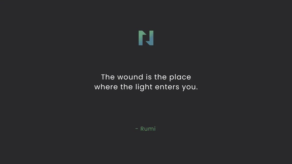 nspireapp's tweet photo. The wound is the place where the light enters you.
- Rumi

#nspireapp #dailyquote #motivation #inspiration https://t.co/NfX41muHFl