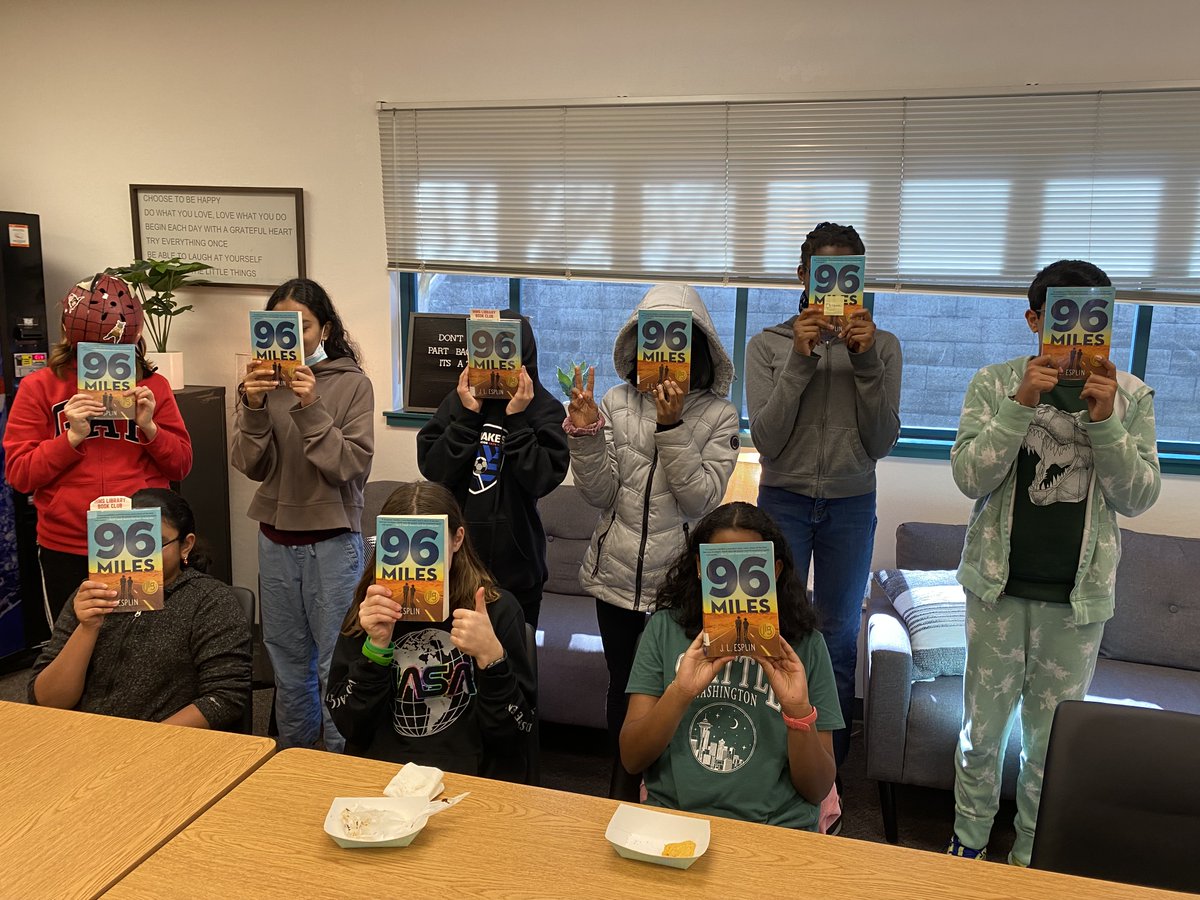 IHMSLibrary's tweet image. We celebrated our final book club meeting today! I&apos;ve been so impressed by these students&apos; insights into our selected book, 96 Miles! Thank you J.L. Esplin for this amazing read! @IHMSjaguars @SRVUSD1 #SRVLibraryLove