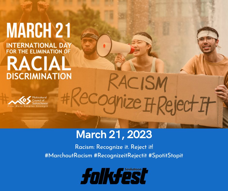 StoonFolkfest's tweet image. Saskatoon Folkfest joins the Multicultural Council of Saskatchewan in supporting the International Day for the Elimination of Racial Discrimination.

Please visit mcos.ca/events/march-2… for more resources.

 #SaskatoonFolkfest #MarchoutRacism #RecognizeitRejectit #SpotitStopit