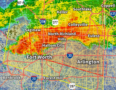 wxusa's tweet photo. Update 4:23 pm CDT: A confirmed tornado was located over Fort Worth, TX moving east at 30 mph. Arlington, TX should take cover now! The tornado warning is in effect for central Tarrant County until 5 pm CDT. https://t.co/wamDvzjRoc