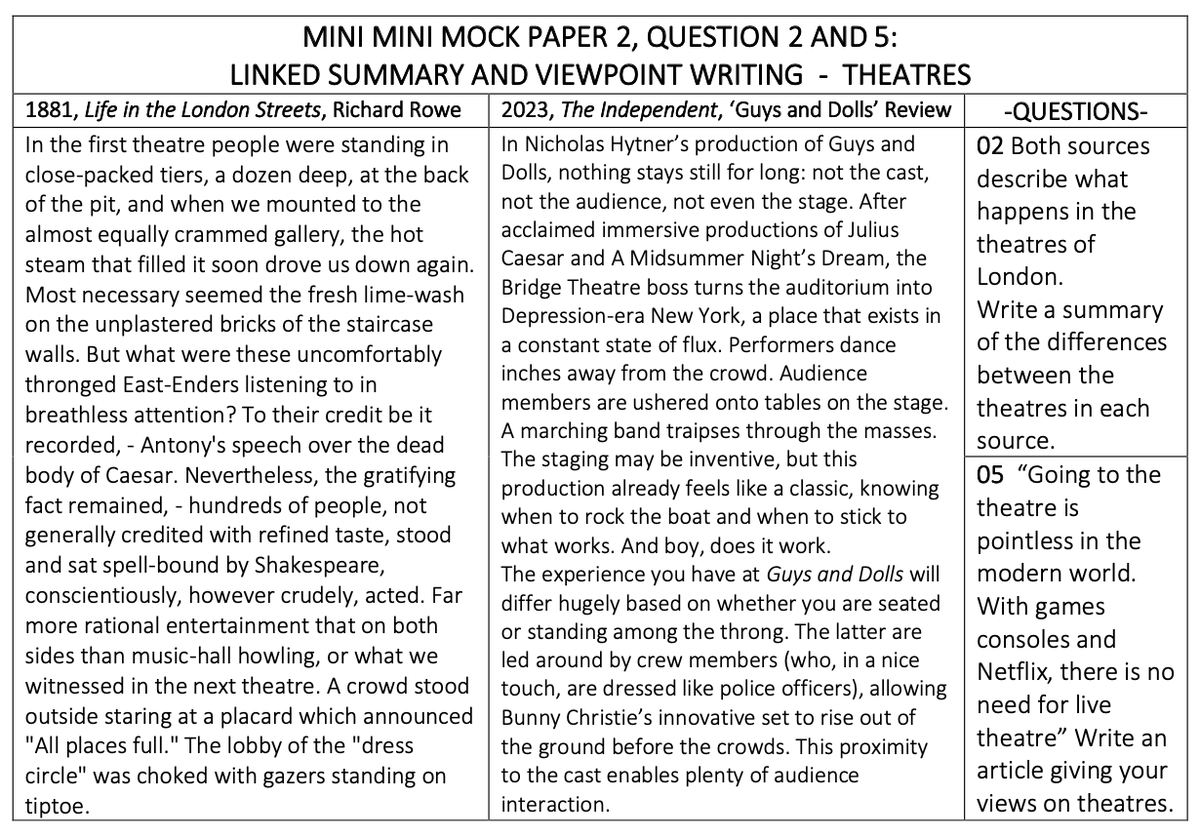 Themes covered in P2Q2/5 are prisons 🚨, charities 🪙, zoos 🦒, the seaside 🏖️, and theatres 🎭. For P2Q4, it's begging 🥺, education 🏫, the underground 🚄, flooding 🌊 and food markets 😋. P1Q2/Q5 are linked to snow❄️, haunted house 🏚️, big cats🐅, cities 🏙️ &amp; storms. 🌩️(3/4)
