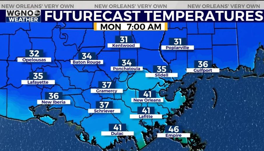 A look ahead to Monday morning. Temps may get to freezing briefly to the north. Widespread frost possible, although it will be very dry. Either way look out for the young plants.