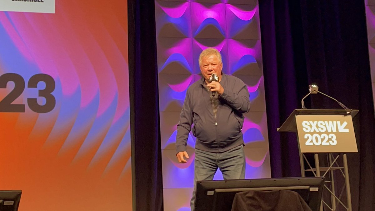 I cannot believe I locked eyes with Captain Kirk. I can die now. He’s amazing. Learned so much. #SWSW2023 #sxsw <a href="/WilliamShatner/">William Shatner</a>