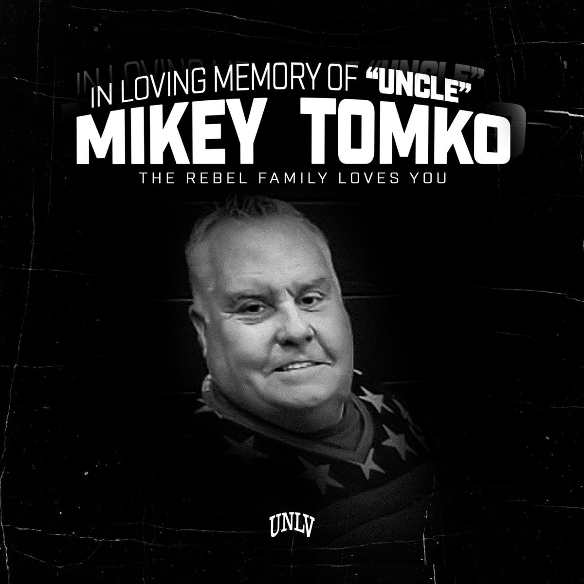 UNLVRebelHockey's tweet photo. It is with heavy hearts that the Rebel Family honors the passing “Uncle” Mikey Tomko. 

He was a role model to many and lived out our team value - “leave the program better than you found it”. Uncle Mikey, rest in peace, you will be missed. 

Tomorrow we play for you ❤️🏒 https://t.co/wfNtu4IHA3