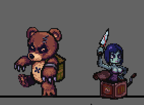 Saruzoru's tweet photo. wip of my first 2 enemies. I sketched 10 others, just need to render them when I have a chance

#IndieGameDev  #indiedev #pixelart #ドット絵 https://t.co/kW6HOk66s2