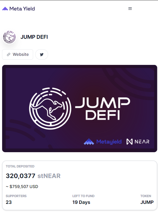 NearMultiverse's tweet photo. 👀 Quedan 19 días para que puedas apoyar la campaña de @JumpDeFi 🦘
#NEAR #MetaYield $stNEAR $JUMP
▶️ https://t.co/3LzrIlzoE2 https://t.co/S4AW6LadkR