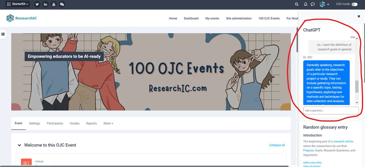 linjingjing's tweet photo. #researchic_ojc # It is now possible for registered users on https://t.co/yxIggD5HLY to use #chatgpt as companion when reading educational research papers together online! #moodle #lms #courses #openeducation #OJC #onlinejournalclub #journalclub #scientificpaper https://t.co/yKCgWwwgix
