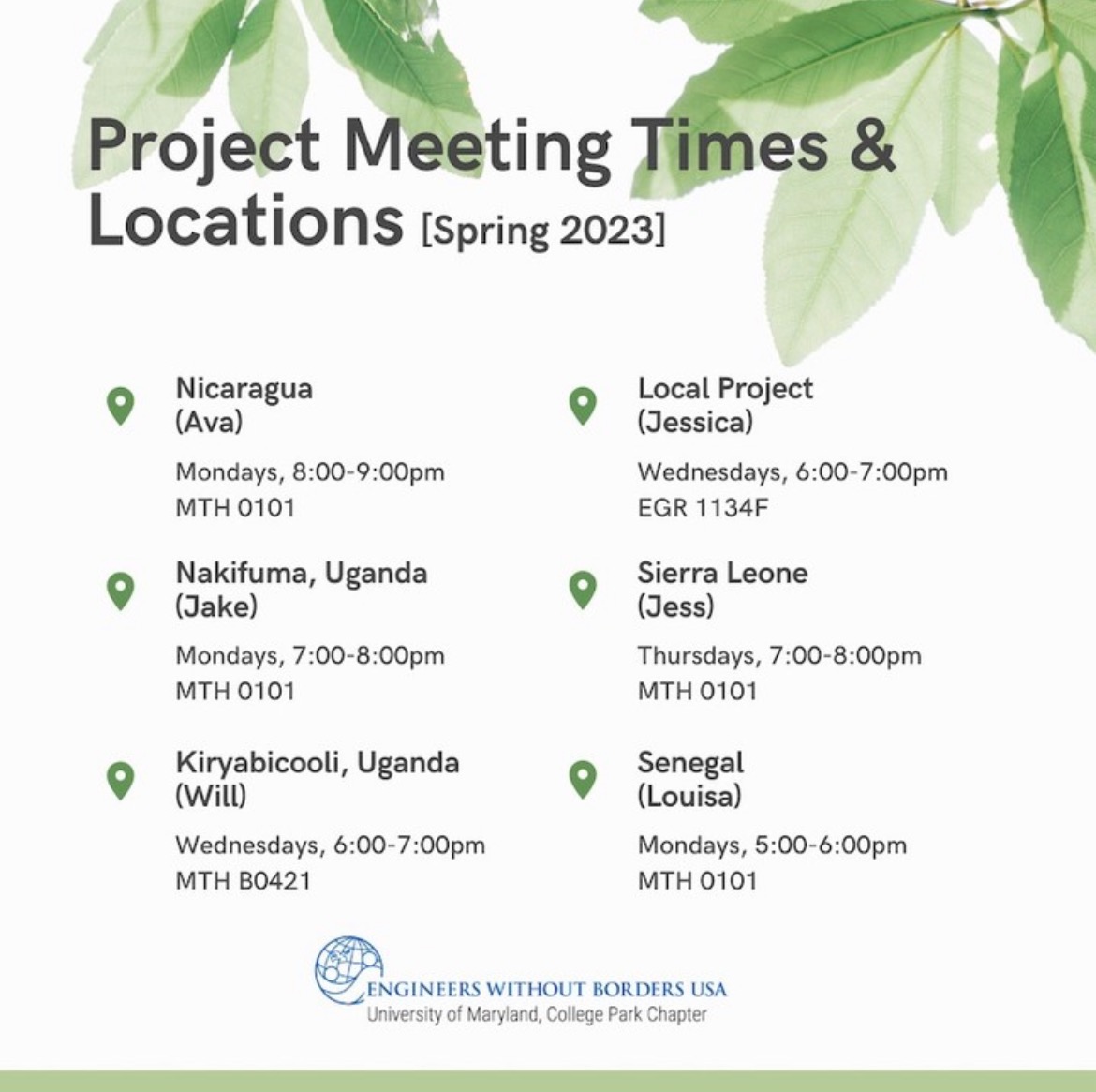 Here is the updated meeting information for Spring 2023. Love to see new faces!