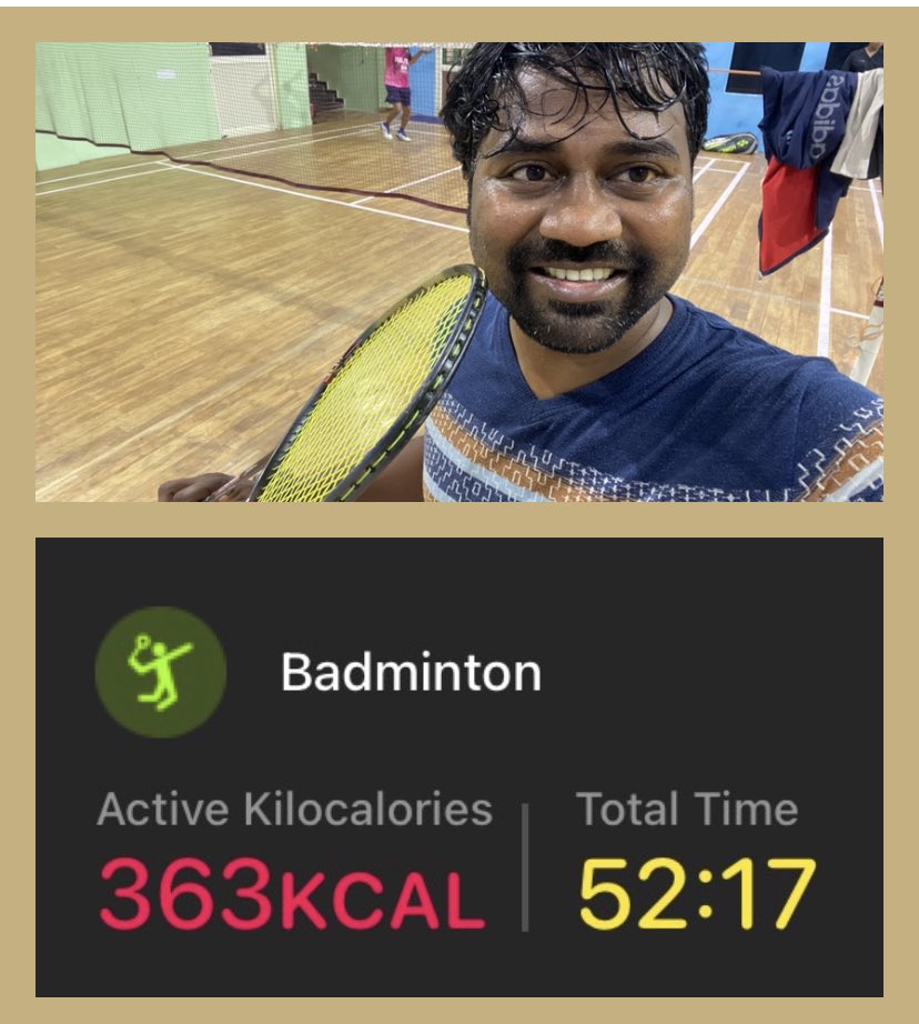 A joyfilled sweating morning

20 km #commute #Cycling ride to court and back
&
1 Hr #Badminton play

#RojanaEkGhanta #cyclinglife #morningmotivation #morninggoal #stayfit #fitindia #Fitistan #Bhubaneswar