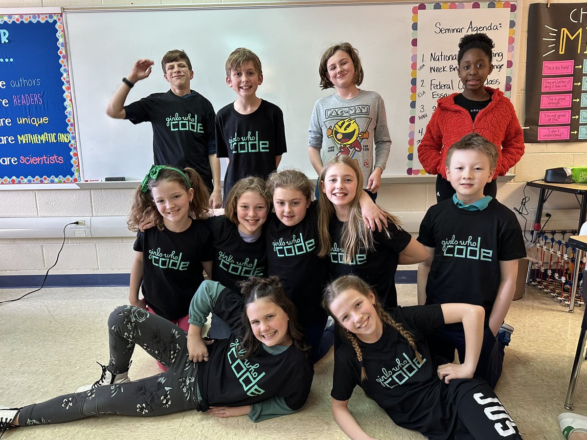 Showing off our new Girls Who Code gear