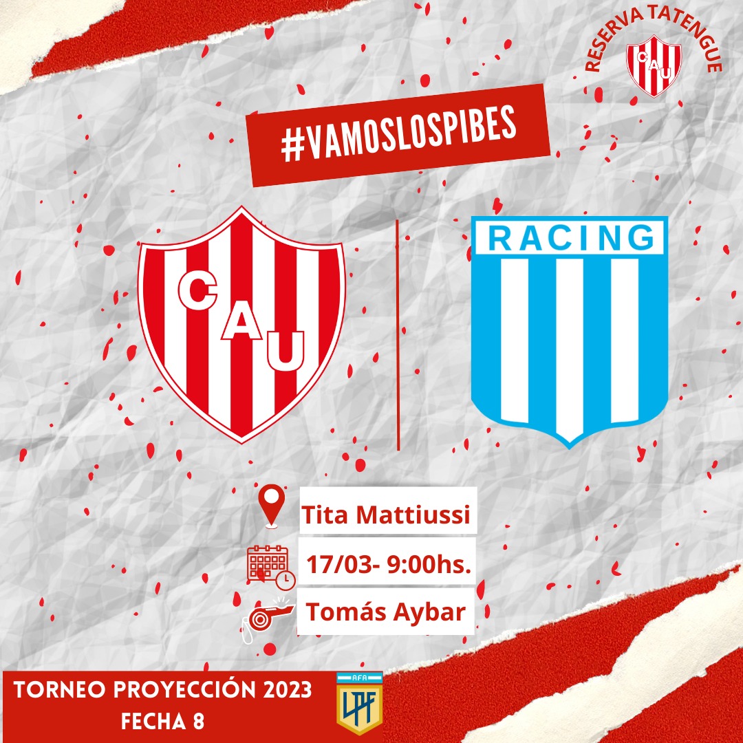 ReservaTatengue's tweet photo. AGENDALO📆
#Unión se enfrenta a #Racing desde las 9hs, por la fecha 8 del torneo Liga Profesional de #Reserva. El encuentro se disputará en el predio “Tita Mattiussi”, y contará con el arbitraje de Tomás Aybar. https://t.co/4JeKZptIPt
