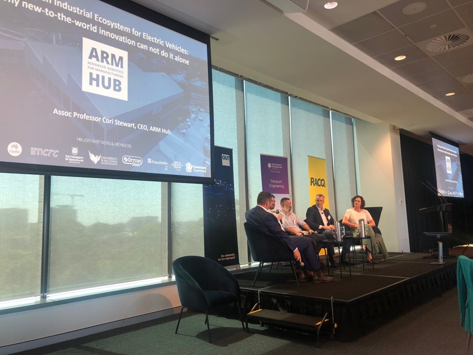 .@cori_stewart from @ARMHubAus is part of the panel talking about bridging the gap between research and industry commercialisation at the Electric Transport Industry Transformation Forum hosted by @RACQOfficial, @QUT & @UQ_News. Jon Roberts is part of the discussions later on.