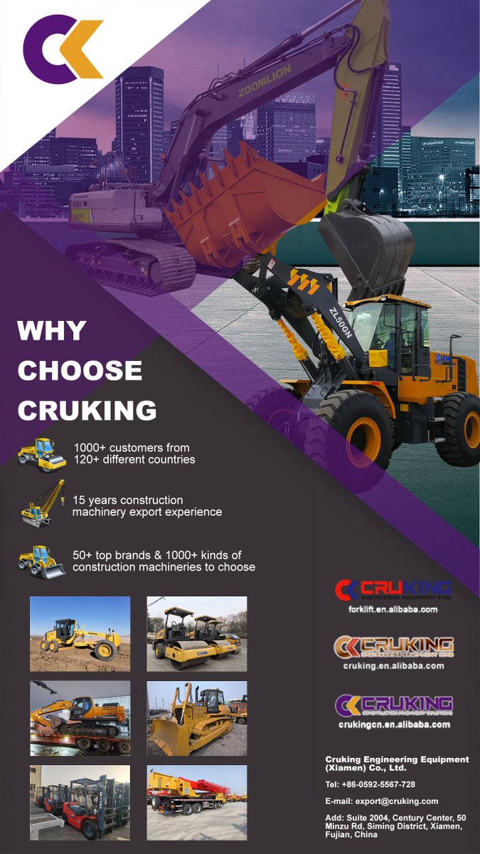 ScarletLi13's tweet photo. 👋Contact me for more
📧:scarlet@cruking.com
#constructionmachinery #sany #roadmachinery #sem #xcmg #liugong #lonking #zoomlion #shantui #heli #hangcha #cat #roadroller #forklift #wheelloader #bulldozer #excavator #engine #truckcrane #forkliftloader #telehandler #trucks https://t.co/y0t6YGgBOW
