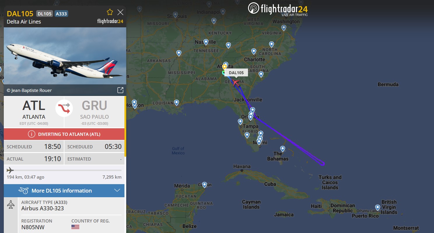Flightradar24 on Twitter "Delta Air Lines flight DL105 (Atlanta