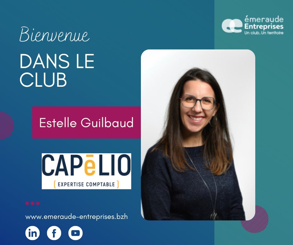 ClubEmeraudEnt's tweet image. 👋🏼 BIENVENUE DANS LE CLUB 👋🏼

Nous avons le plaisir d’accueillir Estelle Guilbaud au sein du club Emeraude Entreprise ✨
@ClubEmeraudEnt

🔎 CAPELIO c’est quoi ?
capelio.fr 

#bienvenue #emeraudeentreprises #membre #expertcomptable #dinan