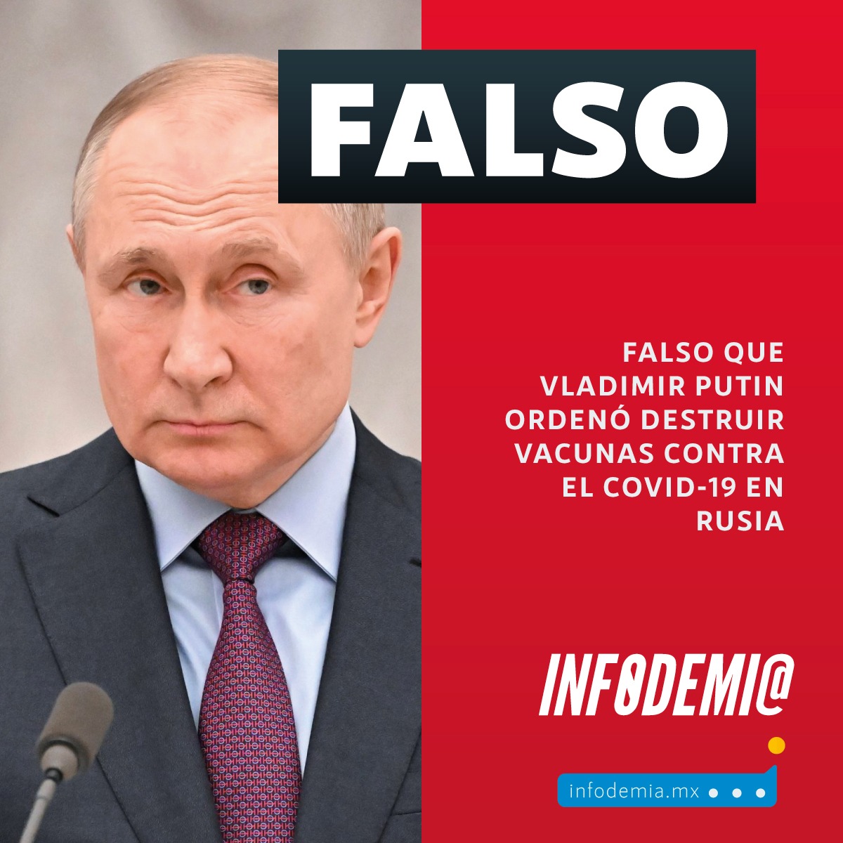 É falso que Putin mandou destruir vacinas contra covid-19 na Rússia