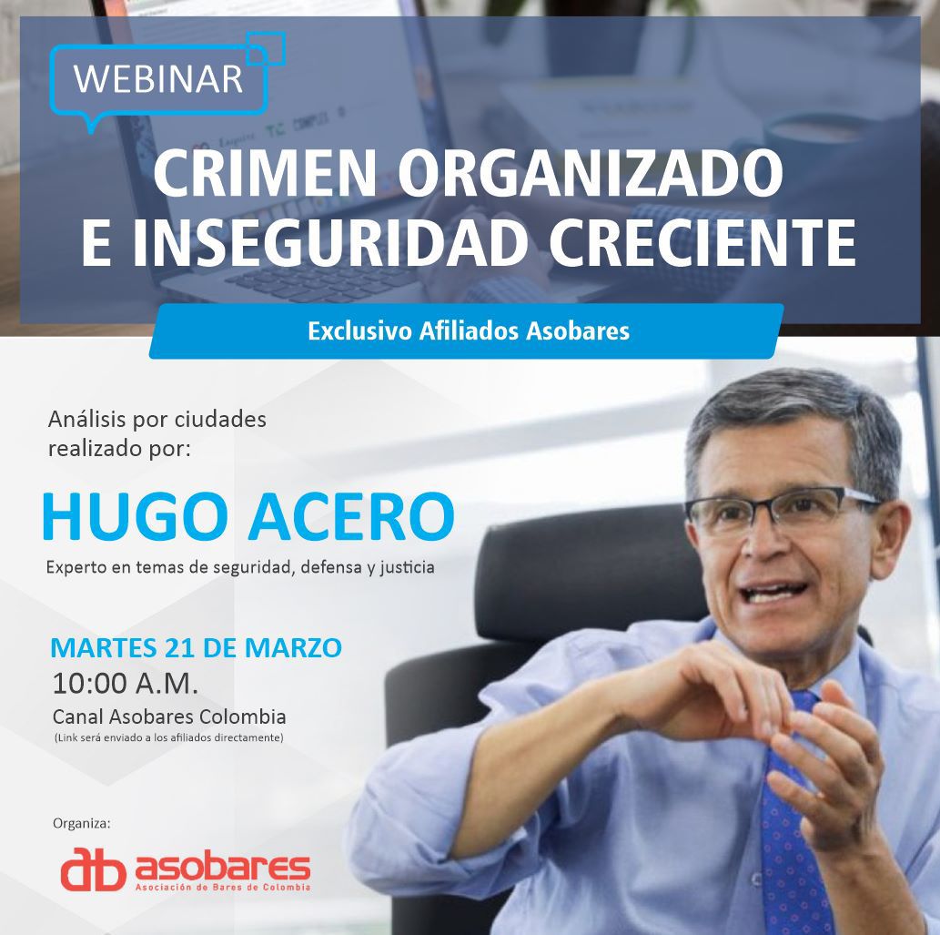 Asobares's tweet photo. 🚨 Conversatorio exclusivo Afiliados @Asobares 🇨🇴 con @HugoASeguridad 🚨 En un momento de inseguridad creciente y en época electoral, es clave entender las dinámicas que viven nuestras ciudades y municipios. Los invitamos a conectarse prox martes 21 de Marzo a las 10 am. https://t.co/wS6fzrVNRV