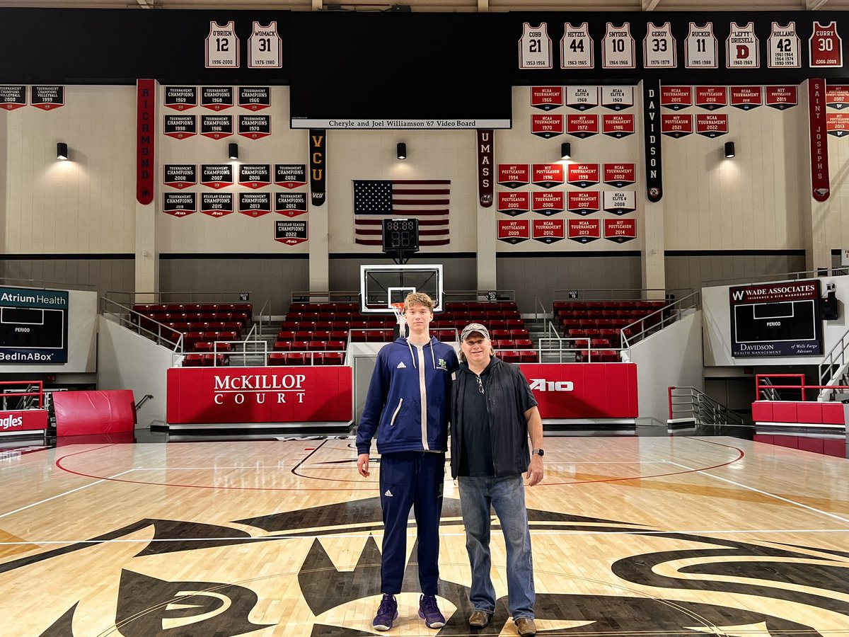 Big Thank you 🙏🏻 to <a href="/Coach_Heyliger/">Joshua Heyliger</a> , Coach <a href="/JackGibbs_12/">Jack Gibbs</a> , and Coach <a href="/_MattWilliams_/">Matt Williams</a> for hosting me for an unofficial visit at Davidson College today.   Beautiful campus, great athletic facilities, and fantastic team culture <a href="/DavidsonMBB/">Davidson Basketball</a>