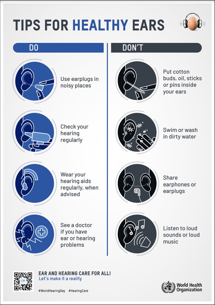 This year @WHO is focused on making ear and #hearing care for all a reality. Check out their tips for do’s and don’ts for healthy ears. #hearingloss #hearingaids #livingwithhearingloss