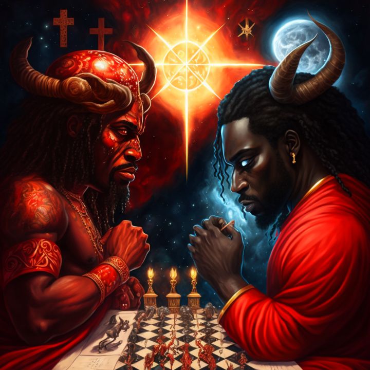 DaWarchild1's tweet photo. Art of the Day: "Canvas/Wall Art Gd Vs Dev Chess 3". Buy at: https://t.co/V5okQ0Rwfk https://t.co/BLgArCHkaz