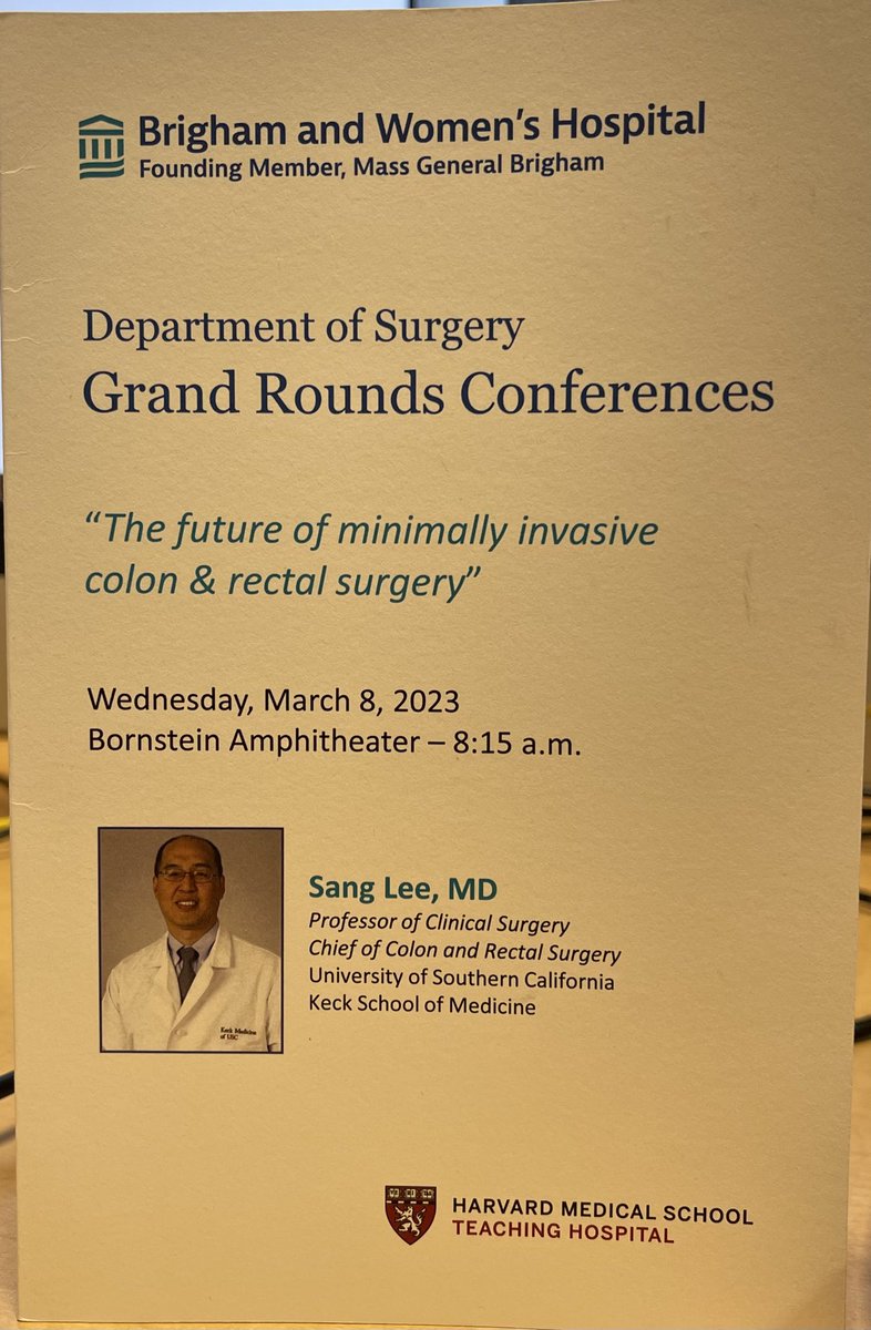 Great to have my old friend Sang Lee at Brigham and Women’s to give grands rounds!