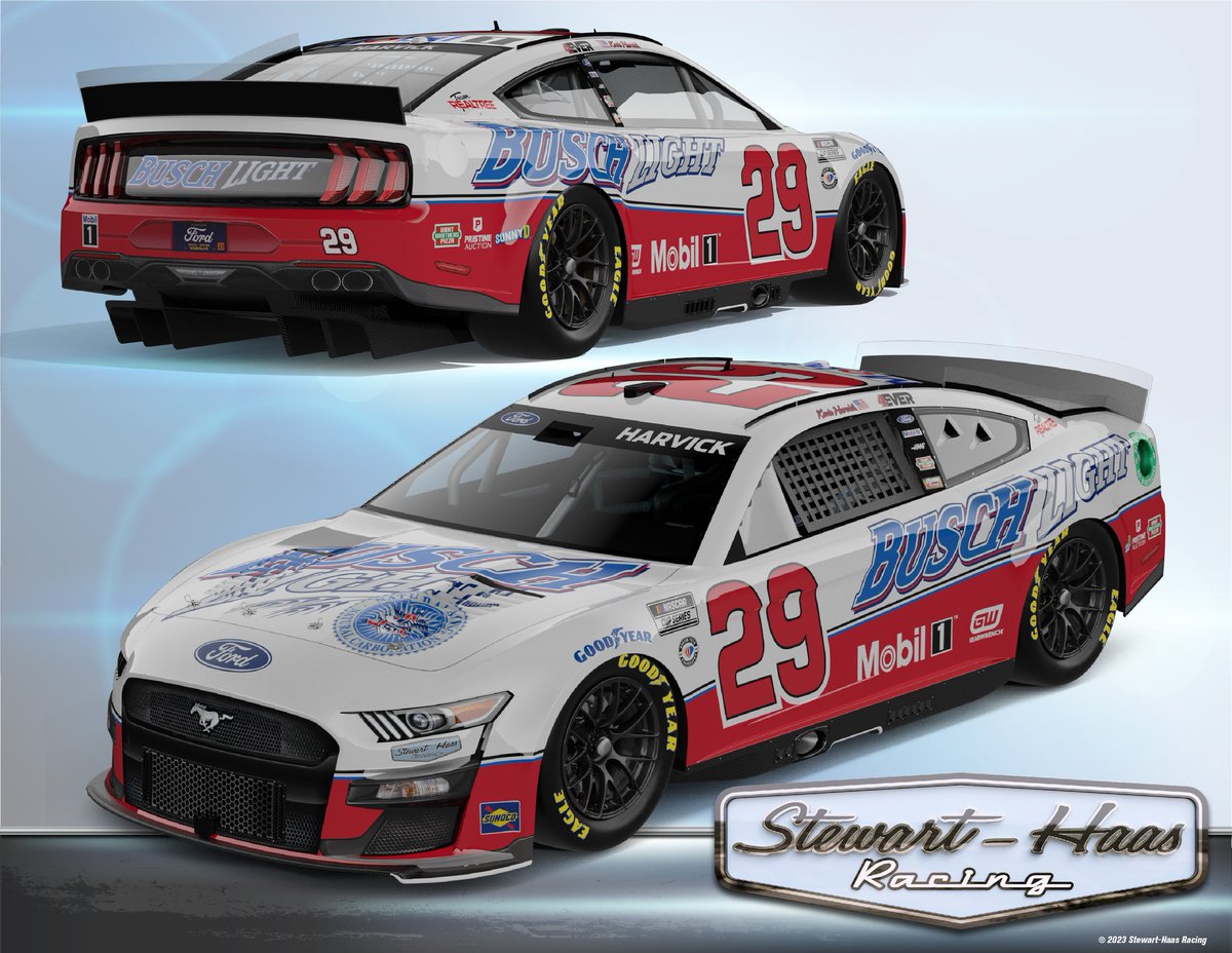 A_S12's tweet photo. .@KevinHarvick will run the No. 29 and a throwback paint scheme to his 2001 Atlanta car for the North Wilkesboro All-Star Race in May, with sponsorship from @BuschBeer. https://t.co/iZ7OHB8OHT