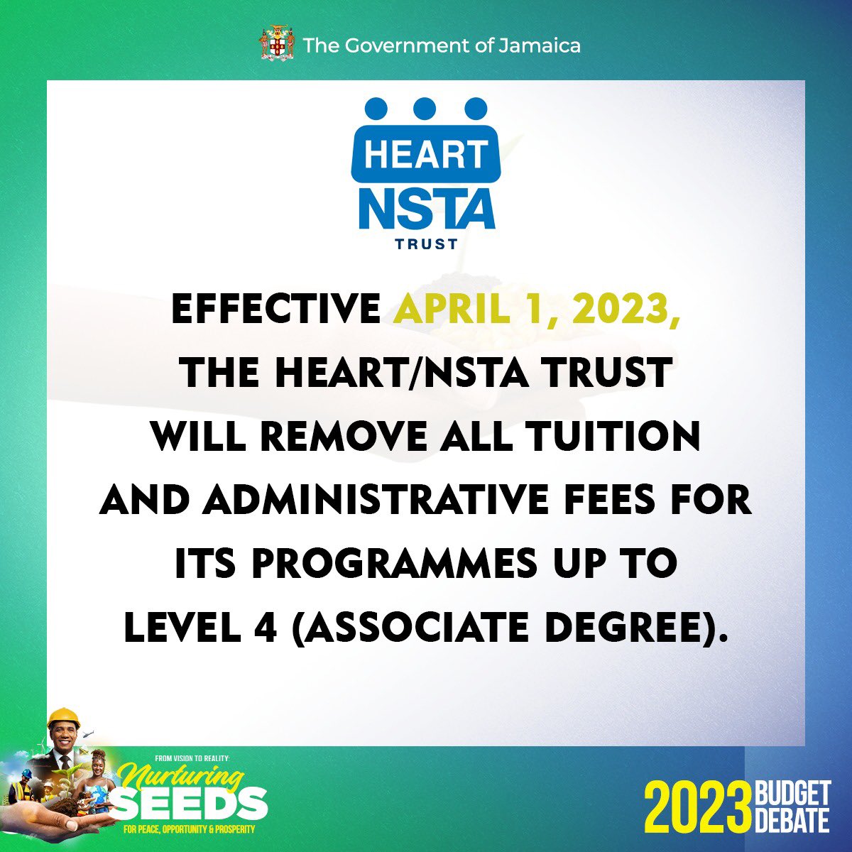 Andrew Holness on Twitter: quot (1/2) Effective April 1 2023 the HEART Andrew Holness on Twitter: quot (1/2) Effective April 1 2023 the HEART