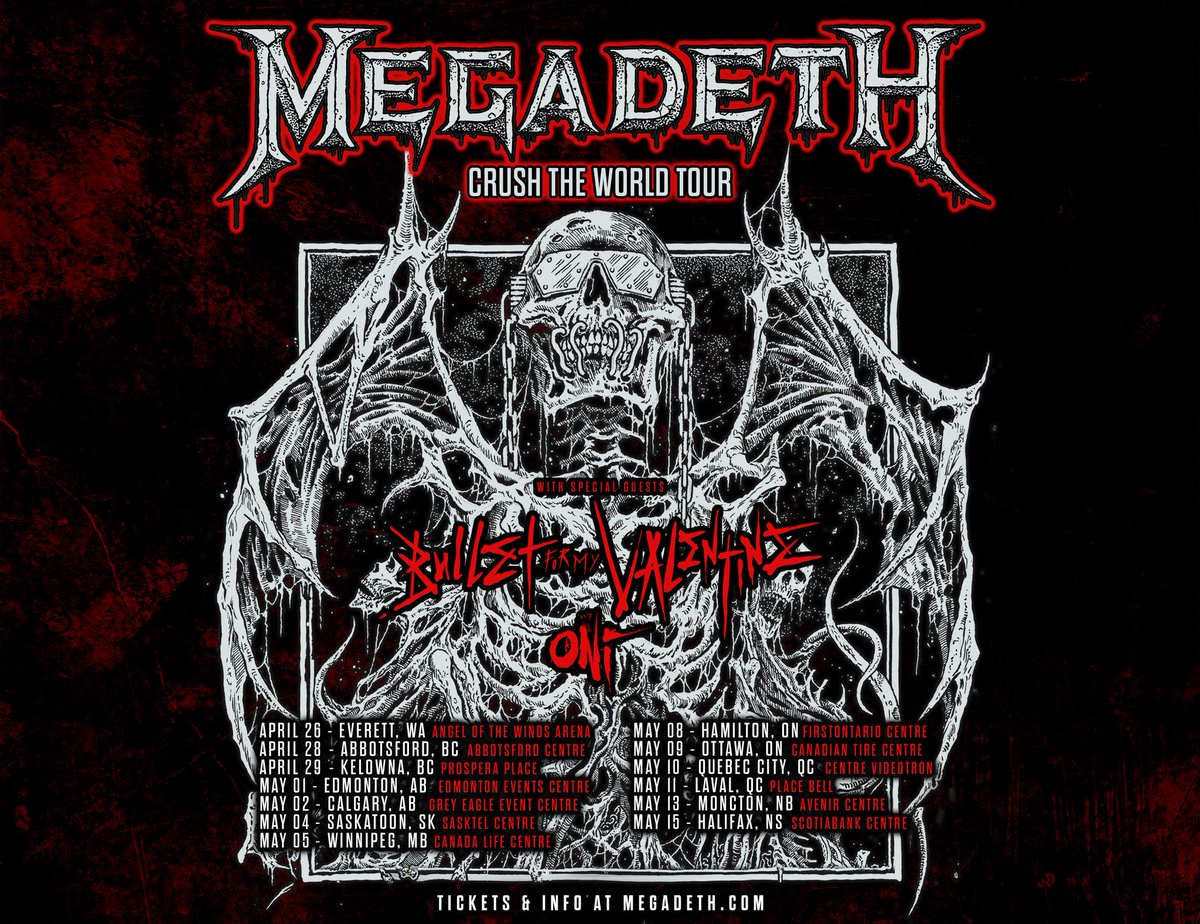 Megadeth on Twitter "CANADA! Get your VIP Packages for the CRUSH THE