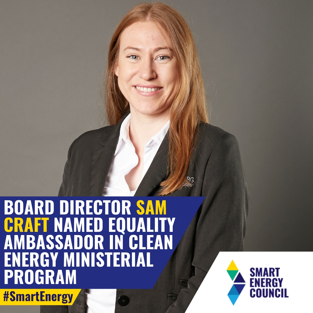 SmartEnergyCncl's tweet photo. Massive congratulations to Smart Energy Council Board Director @sam_craft_.  

Sam, Director of NRG Solar, has been named Equality Initiative Ambassador in the Equality in Energy Transitions Initiative.

A big win for the #SmartEnergy industry.

READ: https://t.co/Um6gi90deO https://t.co/d0GaiHD3K3