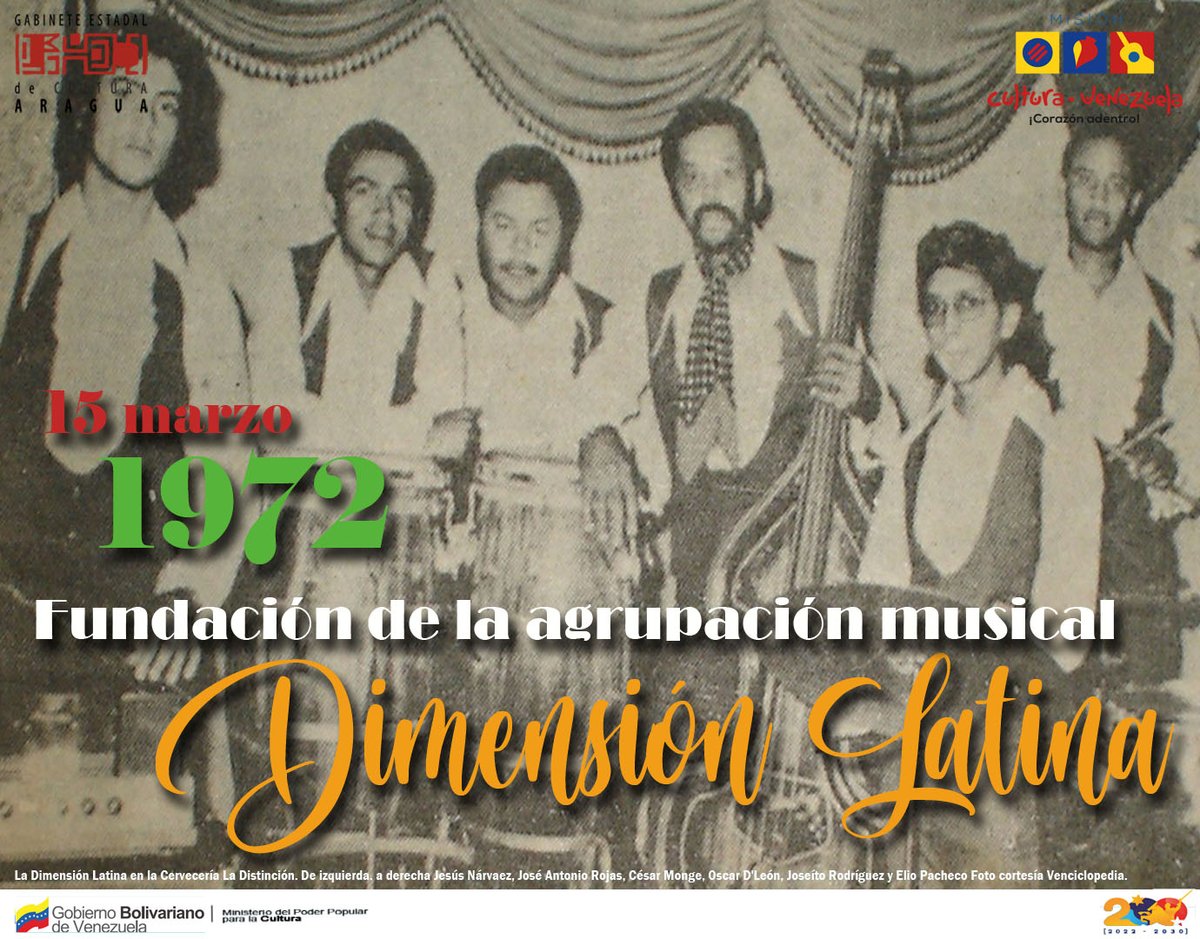 #ElBloqueoEsCriminal La <a href="/Ladimensionlat1/">Ladimensionlatina</a> inició conformada Enrique (Culebra) Iriarte en el piano; César "Albóndiga" Monge  y José Antonio "Rojitas" en los trombones; Joseíto Rodríguez en el timbal y bongó, Elio Pacheco en las tumbadoras y Oscar León como bajista y cantante